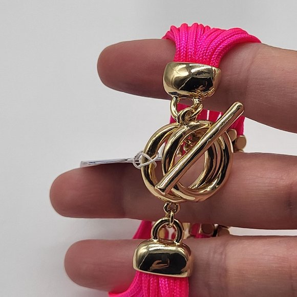 bella jack multi strand hot pink gold tone beaded bracelet barbiecore - Picture 6 of 9